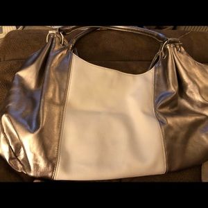 Large Gold and white Shoulder Bag